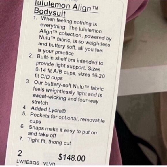 New Lululemon Align Bodysuit NWT size 2/4 - Picture 2 of 13